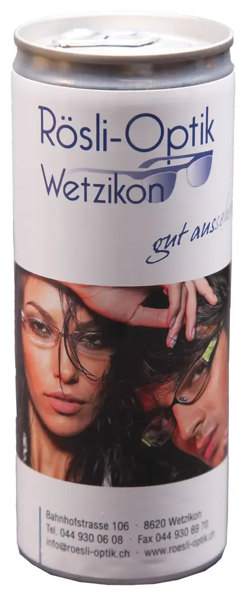 Werbegetränk für Rösli-Optik Wetzikon